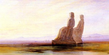 two boys singing Painting - The Plain Of Thebes With Two Colossi Edward Lear